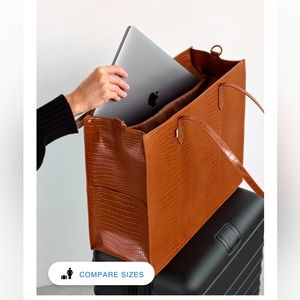Beis Large Work Tote in Cognac Croc